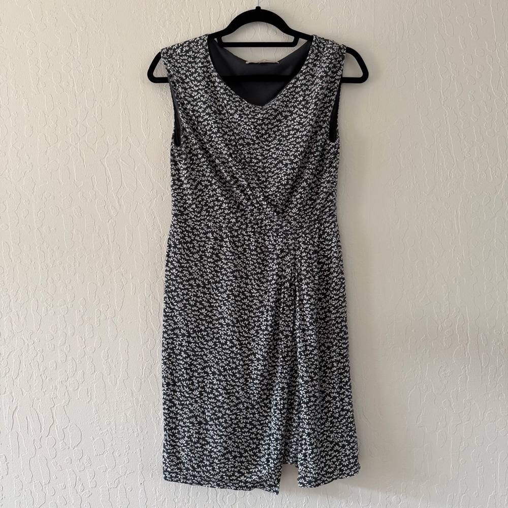 LOFT Blue and White Midi Wrap Dress